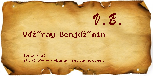 Váray Benjámin névjegykártya
